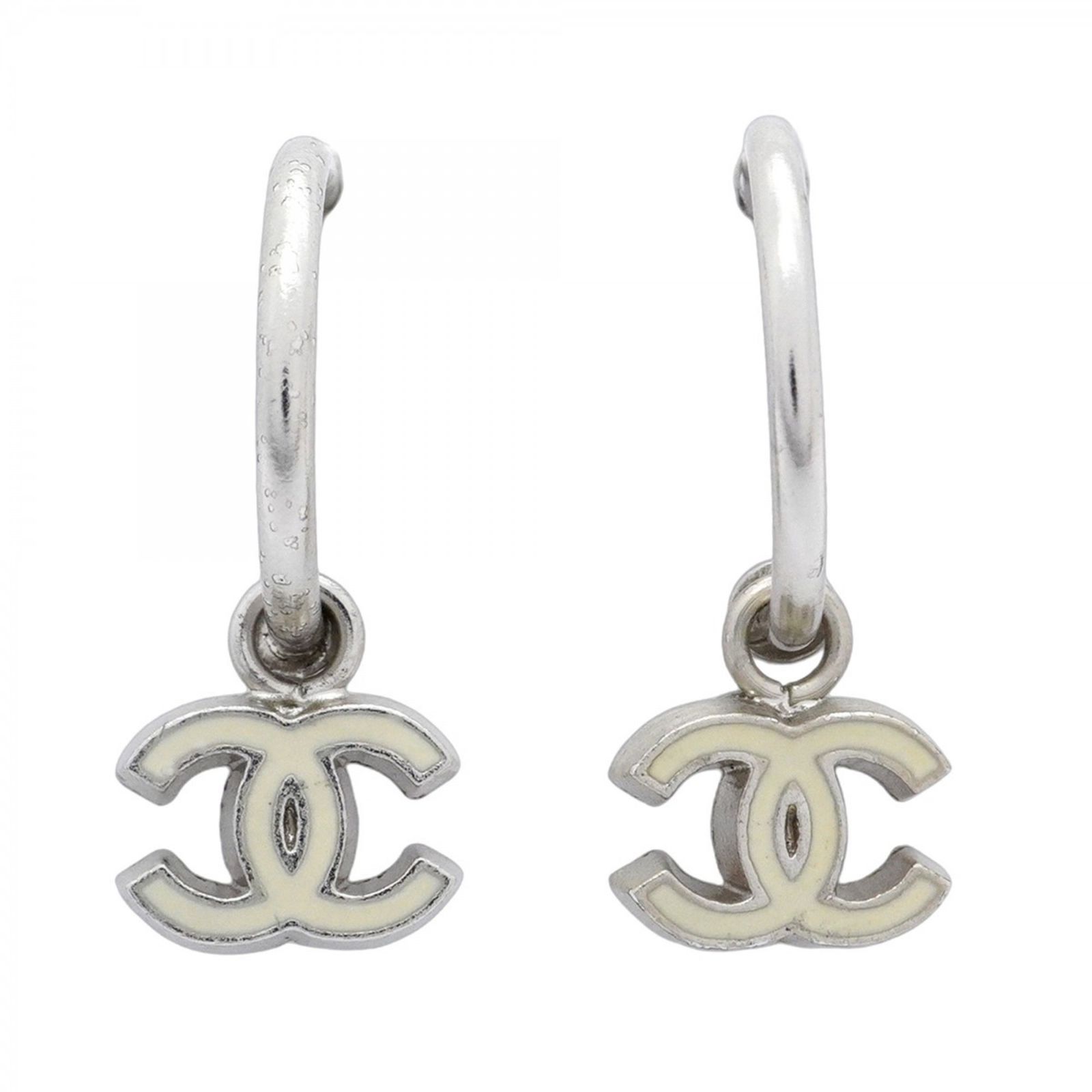 CHANEL シャネル ピアス ホワイト ココマーク CHANEL シャネル ココマーク ラインストーン ピアス メタル