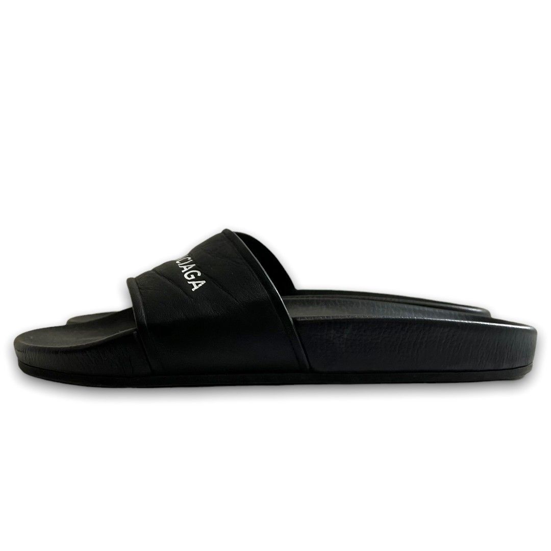 BALENCIAGA ブラックレザーサンダル 38 バレンシアガ レザーサンダル スタッズ レディース 38 黒