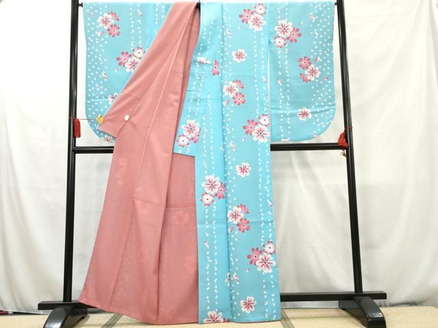 つむぎページ 平和屋着物▽上質な紬 単衣 幾何学花文 正絹 逸品 DAAV5030az