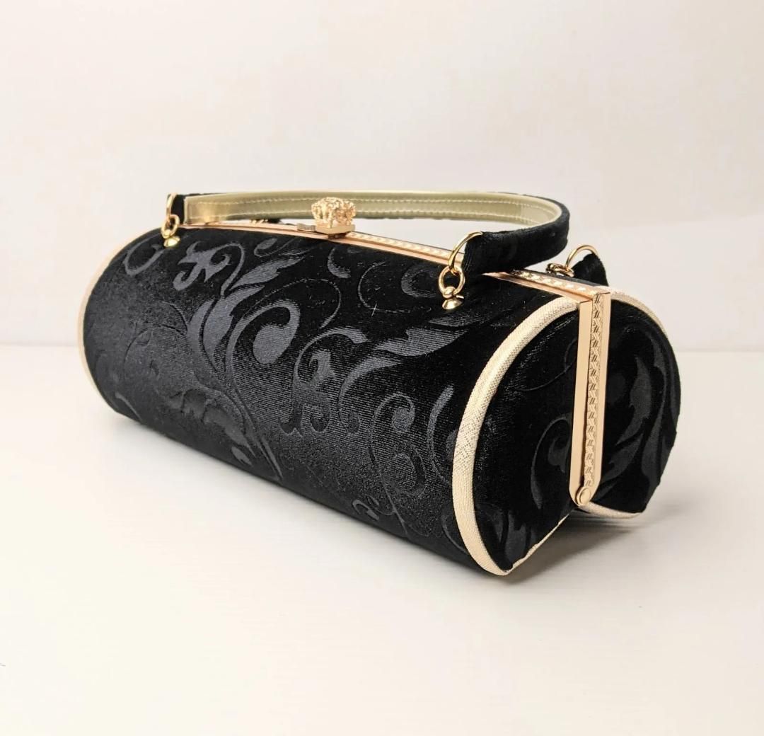 和装 草履バッグセット 振袖用 ベルベット 黒/金 フリーサイズ u55 和装 草履バッグセット 振袖用 ベルベット 黒/金 フリーサイズ u55