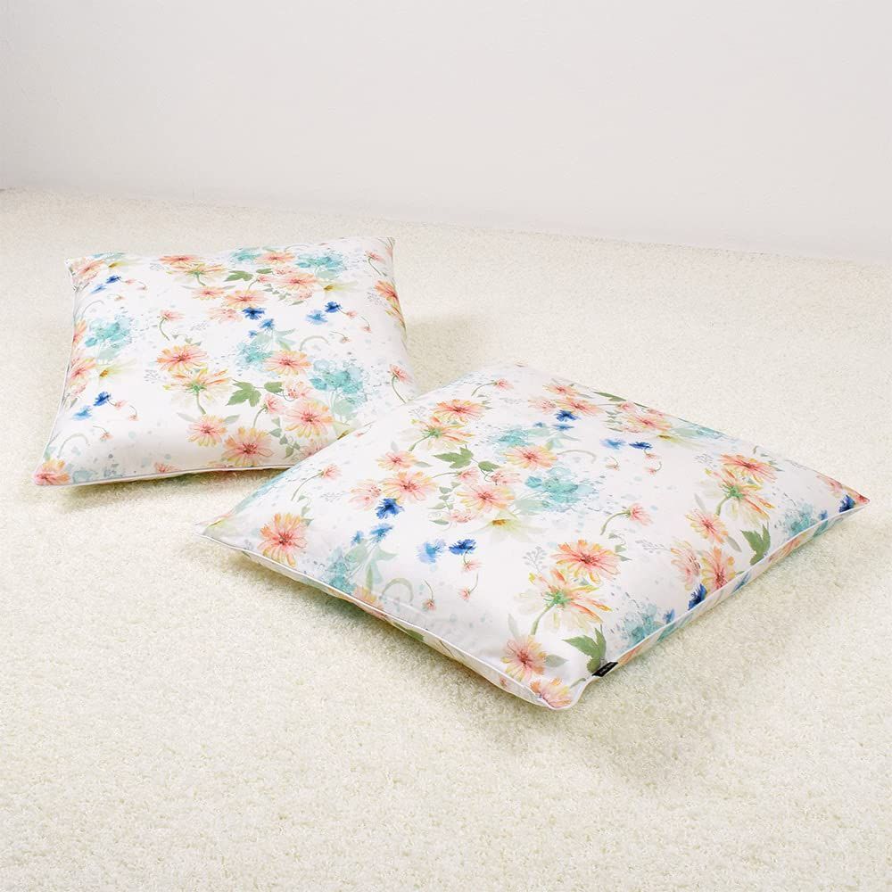 おしゃれ 銘仙判 綿 2枚セット 北欧 55×59 花柄 座布団カバー パステル Decor W3400900 スタイルデコール STYLE