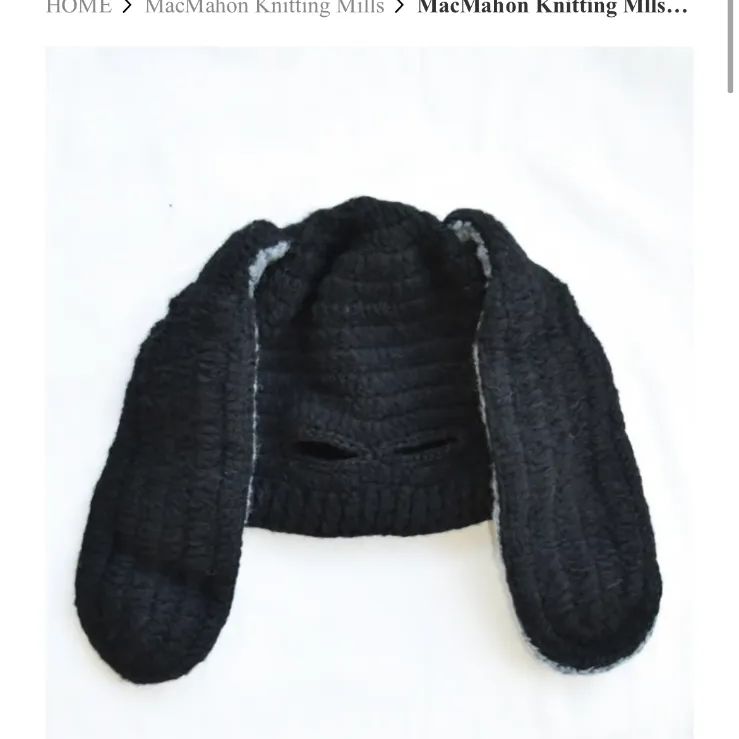 MacMahon Knitting Mills ウサギ耳ニットキャップ 黒 モヘア混