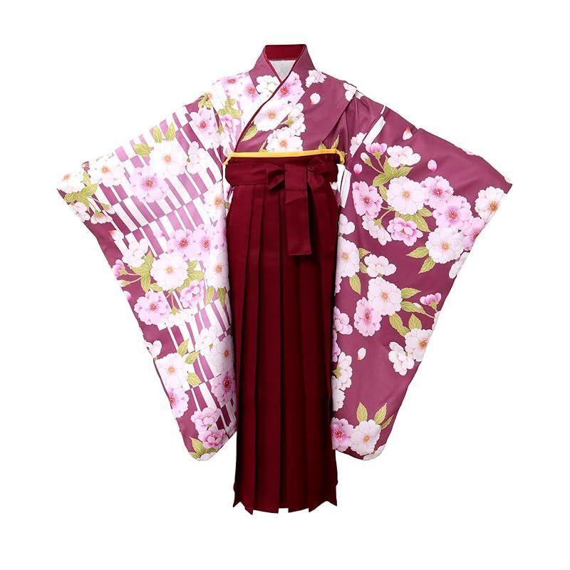[KYOETSU] [キョウエツ] 袴セット 着付け 簡単 簡易 和装セット(着物、袴) 卒業式 卒園式 女の子 ガールズ (19-03-B， 110cm) 1