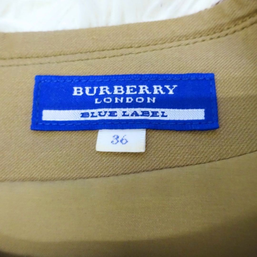 BURBERRY BLUE LABEL バーバリーブルーレーベル ミニワンピース ベルト付 7分袖 ウールワンピース ベージュ ロゴ刺繍 三陽商会 -  メルカリ