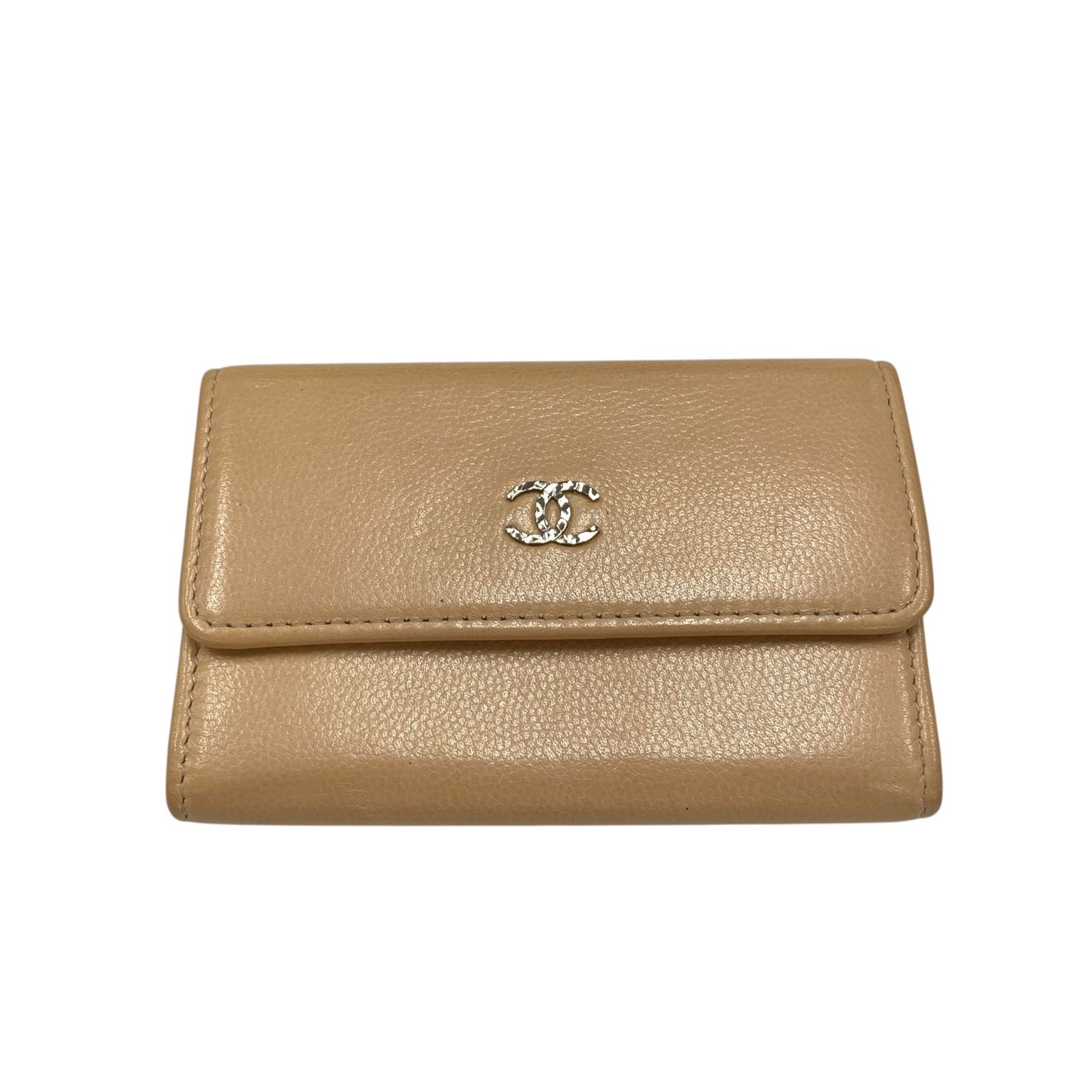 真贋判定済 CHANEL シャネル ココマークカードケース ベージュ×S金具 ウォレット B05164MKXF
