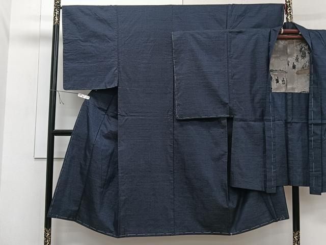 平和屋着物□極上 男性 紬 アンサンブル・長襦袢セット キングサイズ