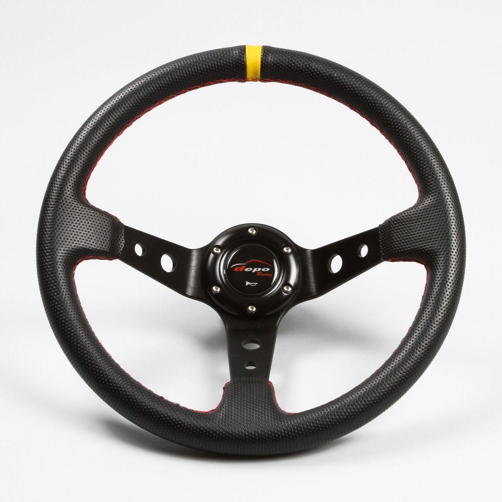 【未使用】Deporacing ステアリング 35φ イエロートップ「D35P」 未使用】Deporacing ステアリング 35φ イエロートップ「D35P