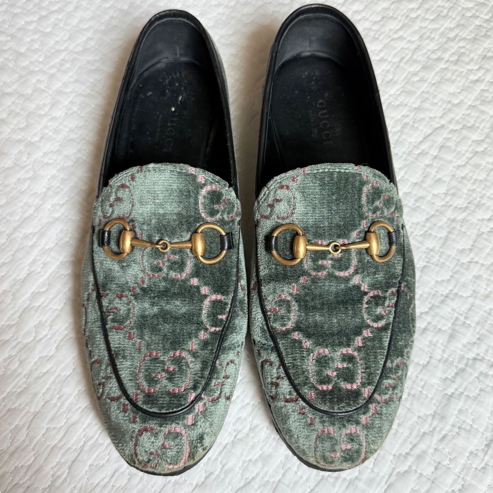 美品 GUCCI グッチ ヨルダーン GG柄 ホースビットローファー