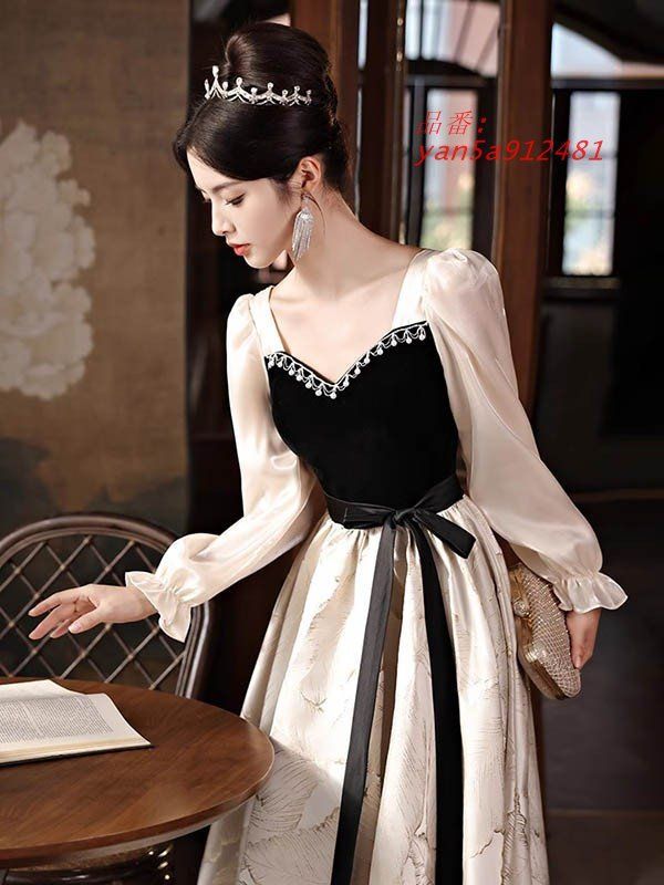 ドレス 大人 ピアノ 発表会 ロングドレス 大きいサイズ 長袖 演奏会 結婚式 袖付き yan5a912481 MAAHADDERANG_COM