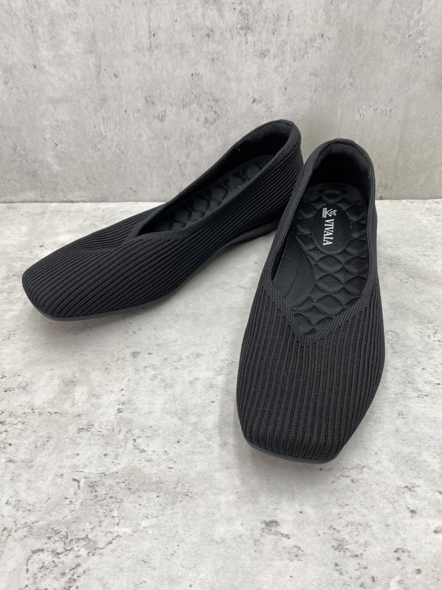 VIVAIA ブラック フラットシューズ 37 美品】VIVAIA ヴィヴァイア フラットシューズ ブラック 37.5 VIVAIA