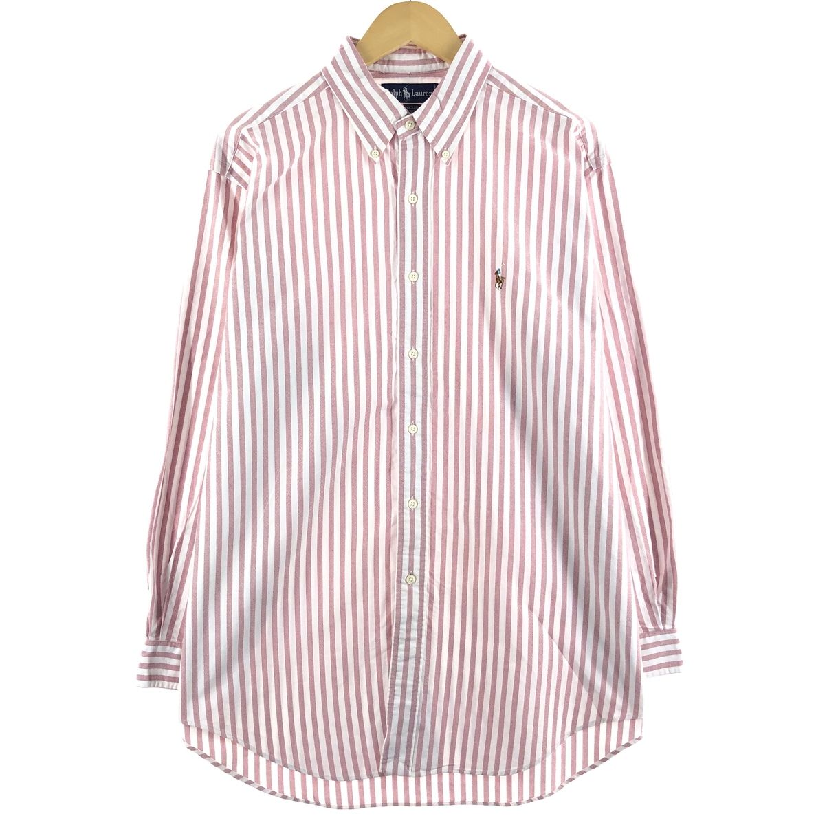 古着 ラルフローレン Ralph Lauren YARMOUTH オックスフォード 長袖 ボタンダウンストライプシャツ メンズXL/eaa375719