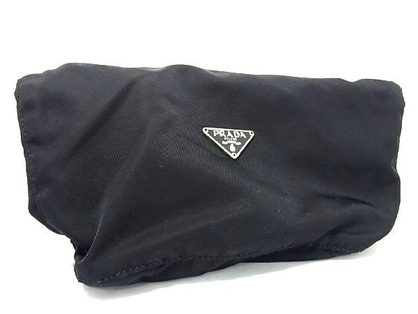 美品✨ プラダ PRADA ポーチ テスートナイロン ブラック 黒 カード付き □極美品□ PRADA プラダ テスートナイロン 巾着型 ポーチ