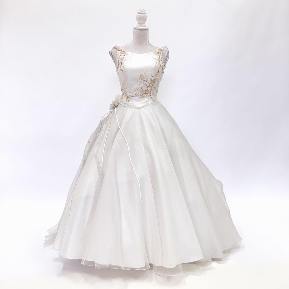 ウェディングドレス ホワイト 9号位 プリンセスライン 結婚式 演奏会 ステージドレス 撮影衣装 W-308