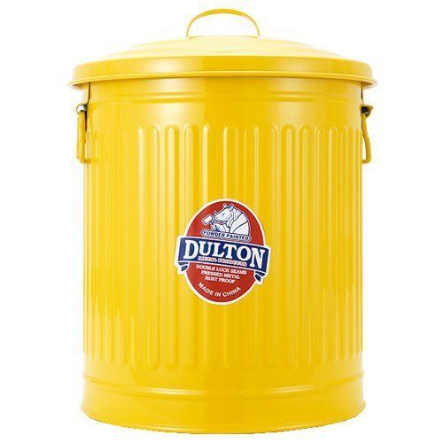 Size:Large_Color:イエロー ダルトン(Dulton) ガベージカンLサイズ 24L イエロー ゴミを入れる物こそ綺麗だと思う物を使いたい ふた付きゴミ箱 ブリキ缶 高さ440mm 直径330mm 100-106-YLL