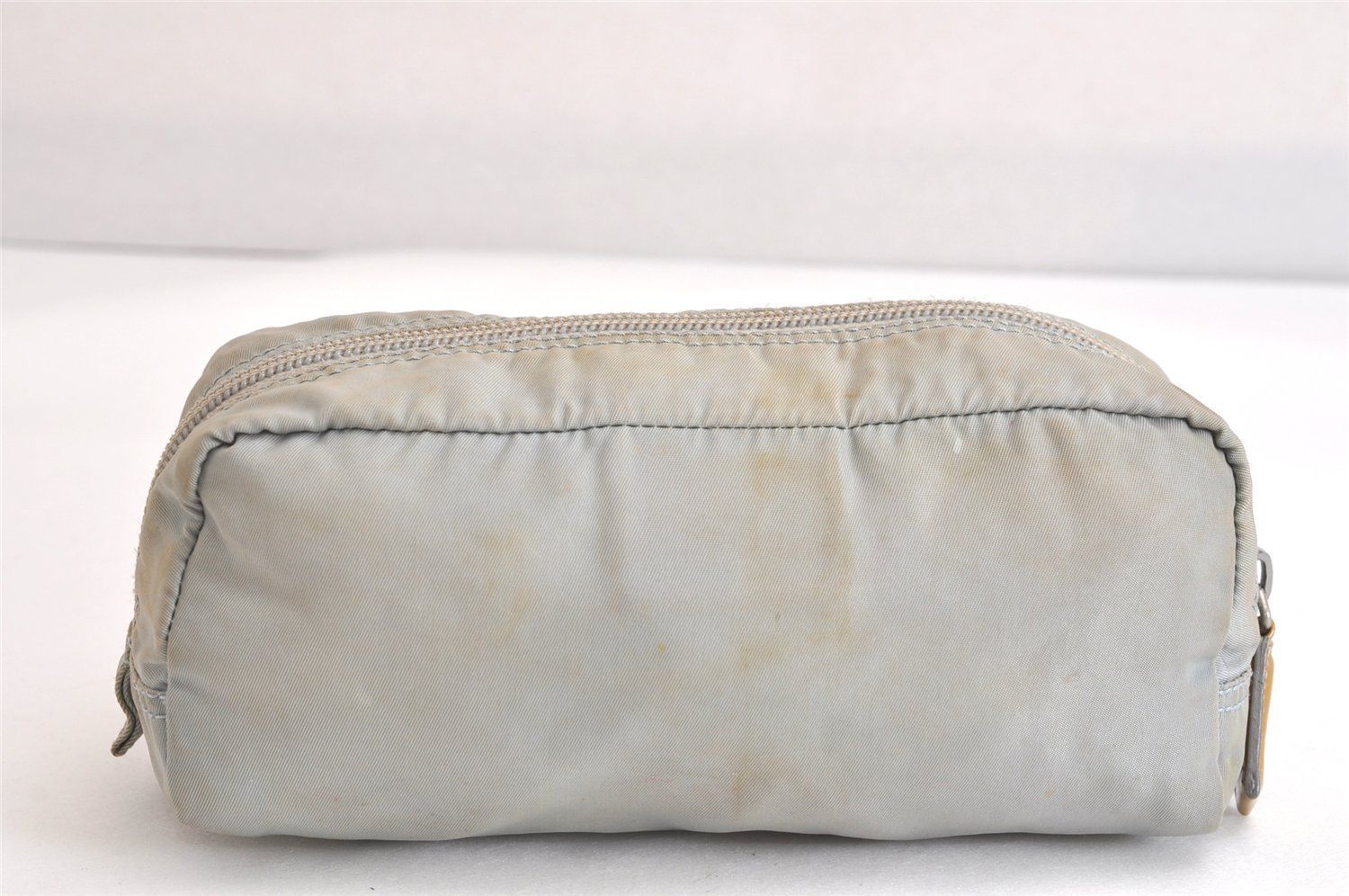 PRADA プラダ ヴィンテージ ナイロン レザー ポーチ 財布 グレー 2824N DECORATOM_COM_BR