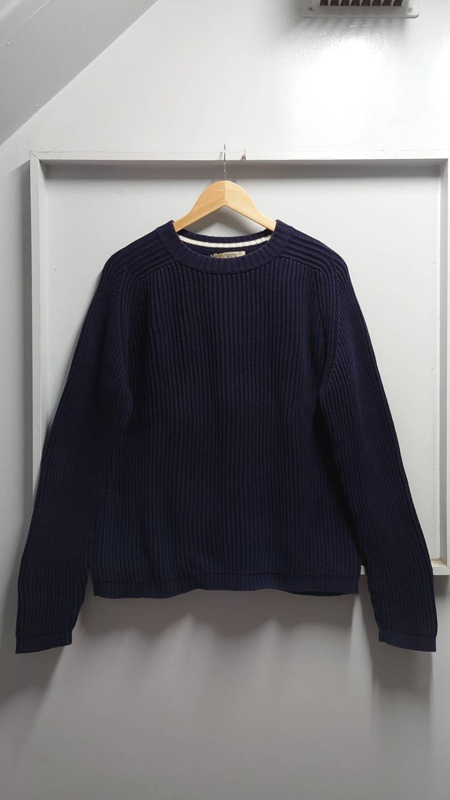 90-00’s J.CREW 白タグ リブ編み コットンニットセーター M
