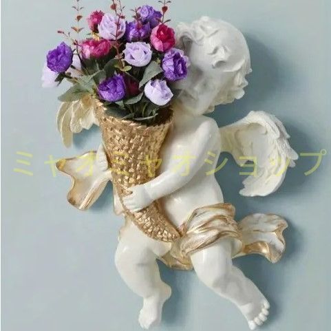 フラワーポット フラワーベース 壁飾り セラミック お洒落 ロココ調 アンティーク調 クラシック 花瓶 インテリア エンジェル 天使
