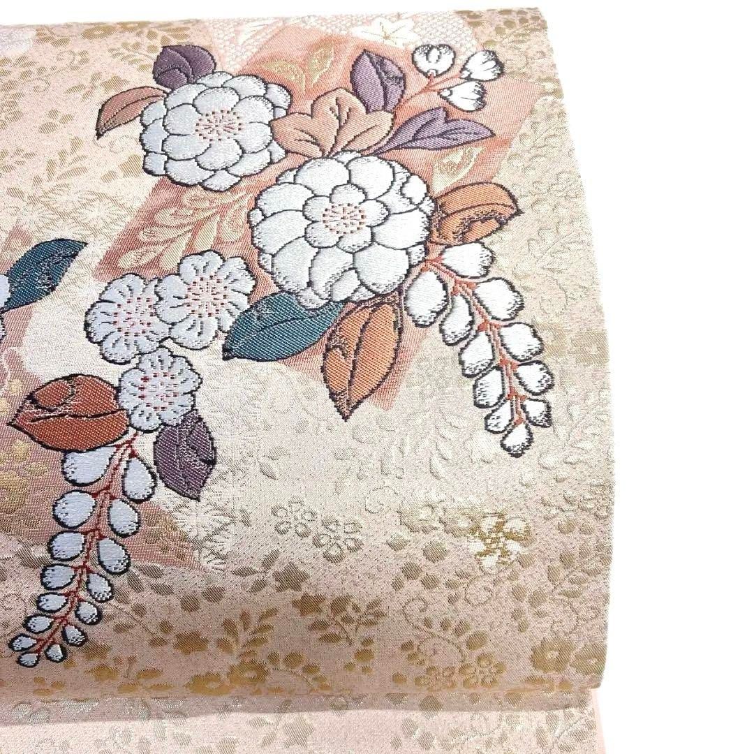 未着用　名古屋帯　錦純金箔　辻ヶ花　藤の花　着物　053a p 未着用 名古屋帯 錦純金箔 辻ヶ花 藤の花 着物 053a p - メルカリ
