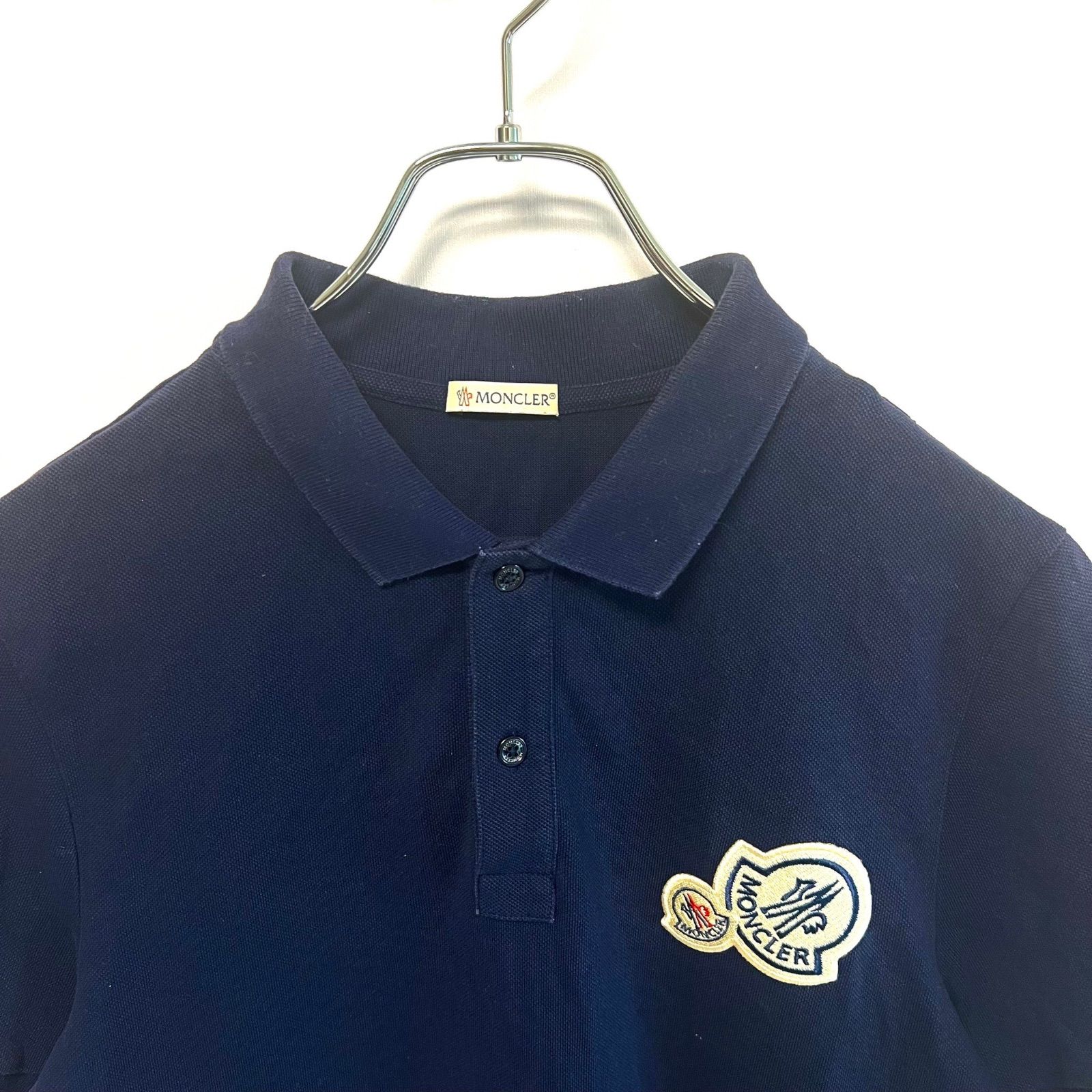 【MONCLER】モンクレール ダブルワッペン 半袖 ポロシャツ ネイビー M MONCLER モンクレール ポロシャツ 半袖 ダブルワッペン ネイビー M