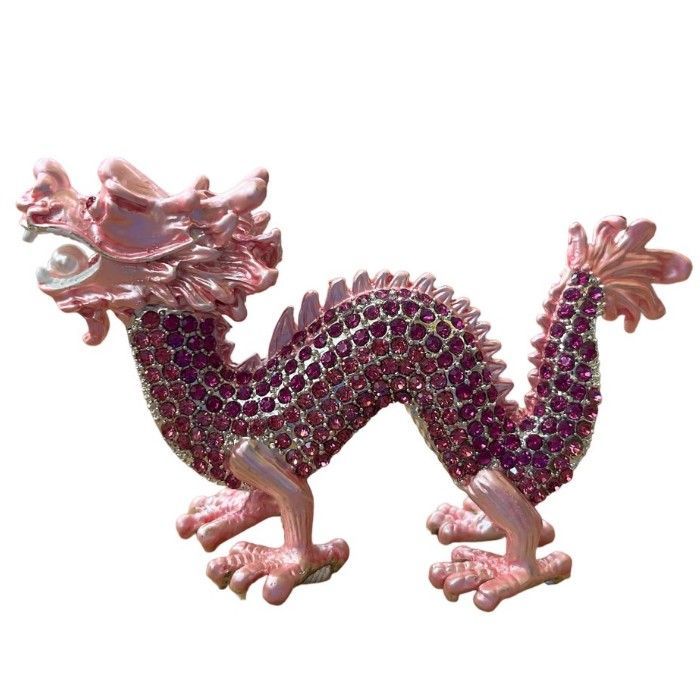 エナメル 龍 ミニ ピンク ゴールド ラインストーン コーティング 宝石 龍 竜 ドラゴン ビジュー メタリック キラキラ オブジェ 置き物 ギフト 風水 幸運 20231022Y1-6