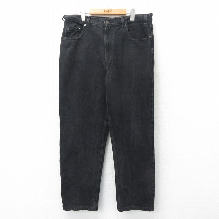 W38/古着 オールドネイビー OLD NAVY ジーンズ メンズ コットン 黒 ブラック デニム 24jul18 中古 ボトムス ジーパン Gパン ロング パンツ