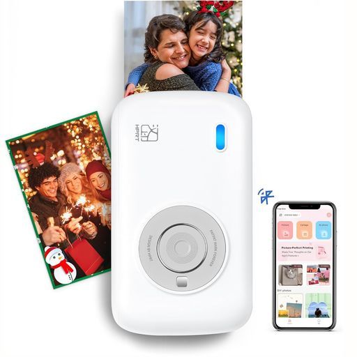 HPRTCP2100、携帯型ミニのスマートフォンの写真プリンター、モバイルインスタントプリンター、かわいいアルバムのプレゼント旅行(印画紙1台+10枚)、グレー