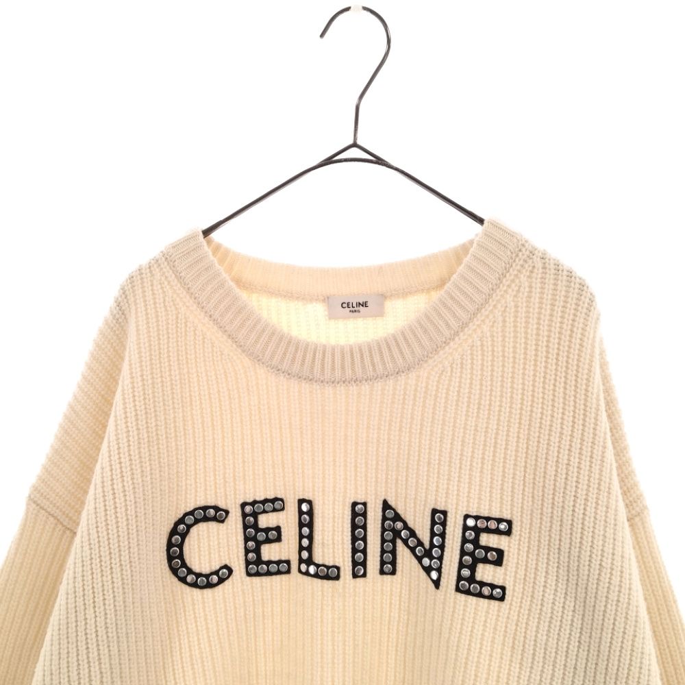 CELINE (セリーヌ) 22SS Oversized CELINE Sweater In Ribbed Wool With Studs  2A68W642Q スタッズリブドウールオーバーサイズ長袖セーター ニット スタッズCELINEロゴ XS