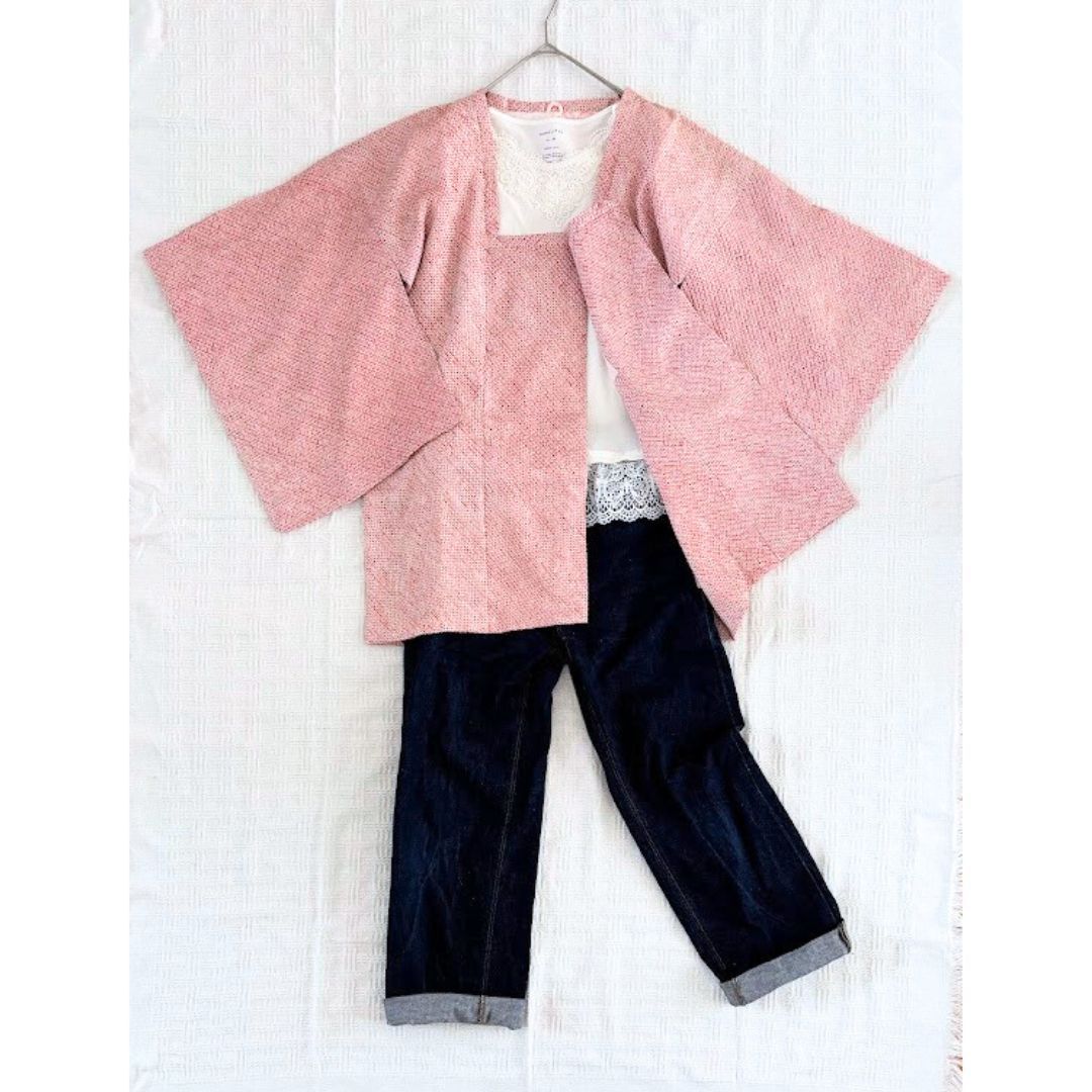 美品】総絞り 道行コート 正絹 ピンク系 Kimono Michiyuki Coat 