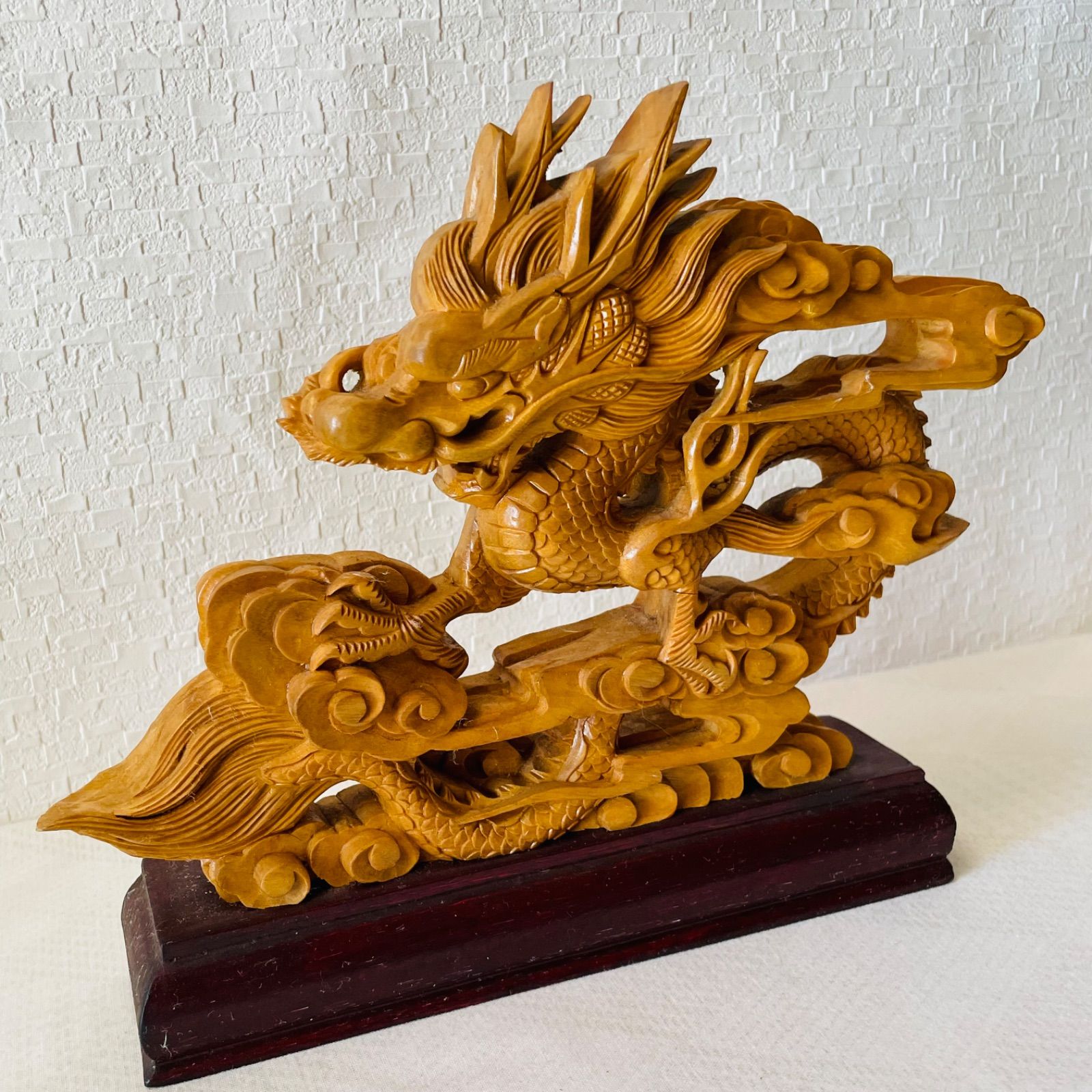 専用！　玉山作  一本置物 一本物 東洋雕刻 細密細工 龍 110CM 木彫り 龍 置物 彫刻♡ - メルカリ