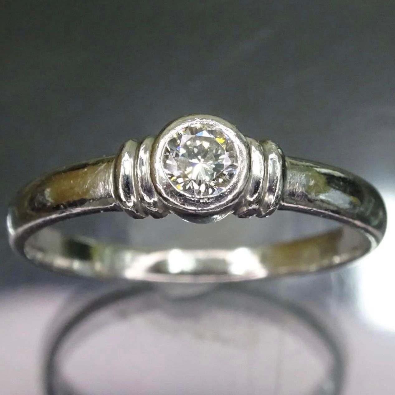 プラチナ pt900 天然ダイヤモンド0.20ct 1石 シンプル デザイン リング
