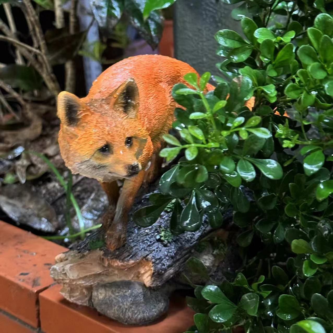 置物 オブジェ ガーデンオーナメント キツネ きつね リアル 室内 屋外