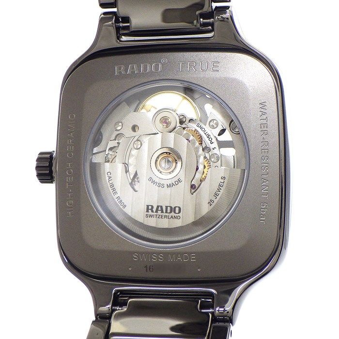 ラドー RADO 腕時計 トゥルー R27125152 スクエア スケルトン文字盤 裏