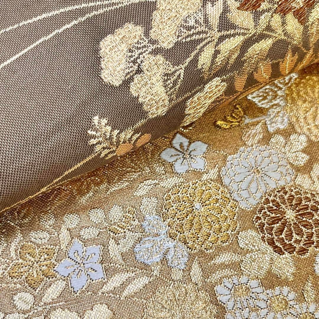 袋帯 花草模様 金銀糸 錆利休色 O-4065 - メルカリ 