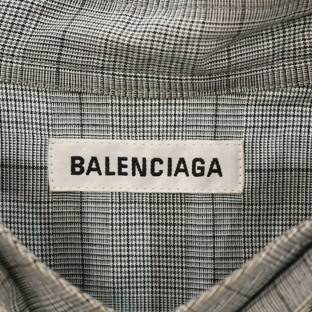 バレンシアガ ｸﾞﾚｰ 19年製 520497 ﾊﾞｯｸﾛｺﾞ ﾆｭｰｽｳｨﾝｸﾞｼｬﾂ 34 BALENCIAGA (バレンシアガ) 19SS バックロゴニュースイング長袖シャツ