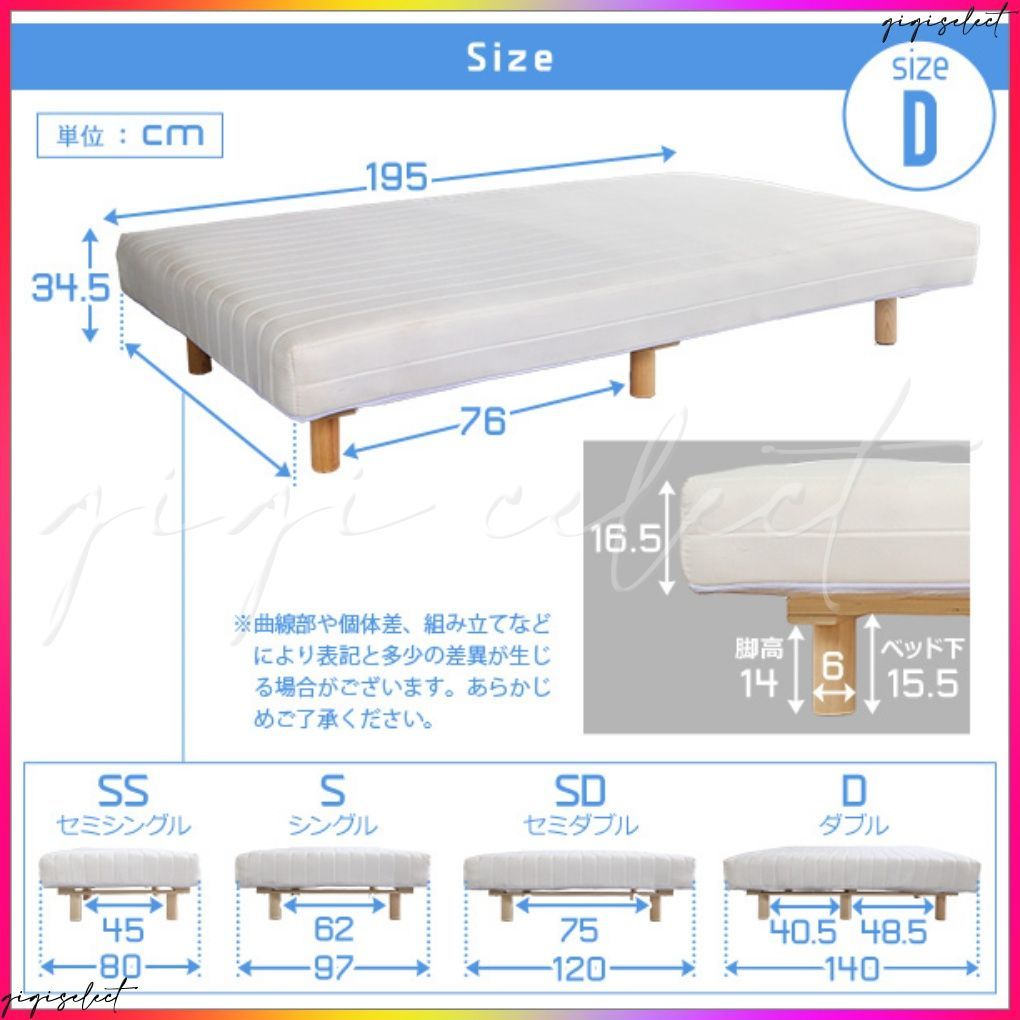 新発想で搬入も組立カンタン やわらかな寝心地 脚付きロールマットレス ポケットコイルスプリング Unite -Doux- -ユニテ ドゥ- ダブルサイズ