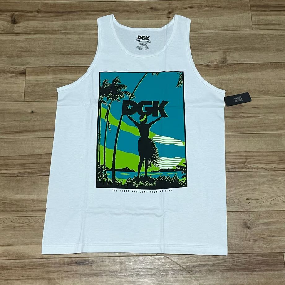 ロサンゼルス発祥 【M】 DGK ディージーケー タンクトップ 白 The Beach スケーター ストリート