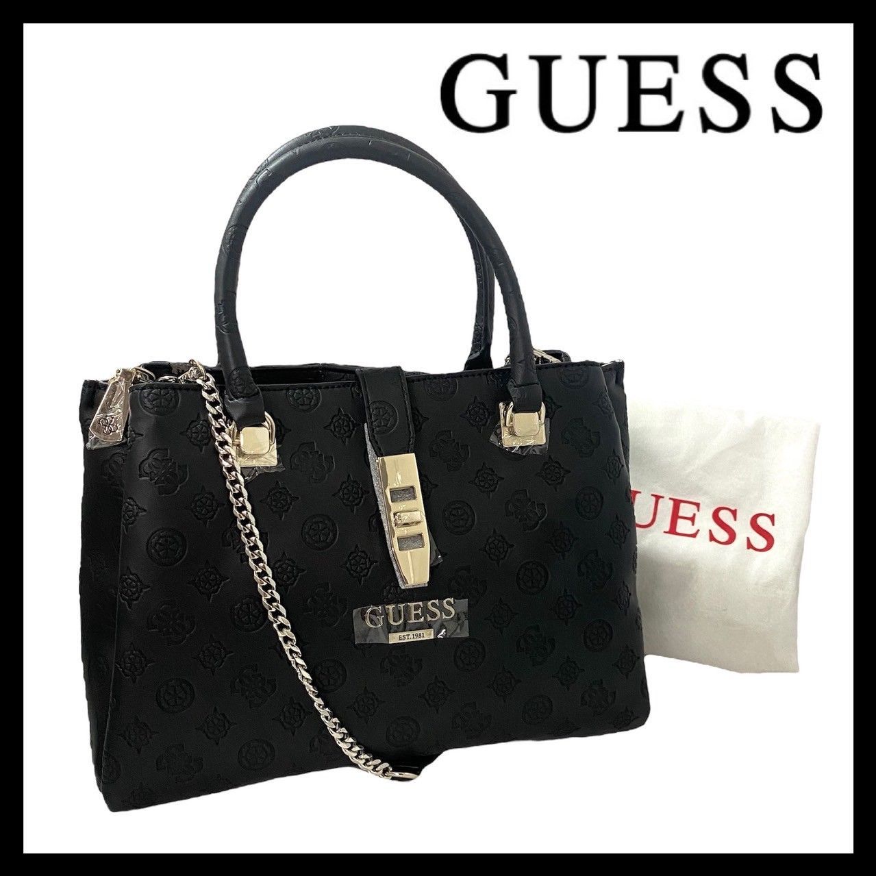 GUESS】2Way バッグ レザー ブラック/黒 モノグラム グラム SG739807 
