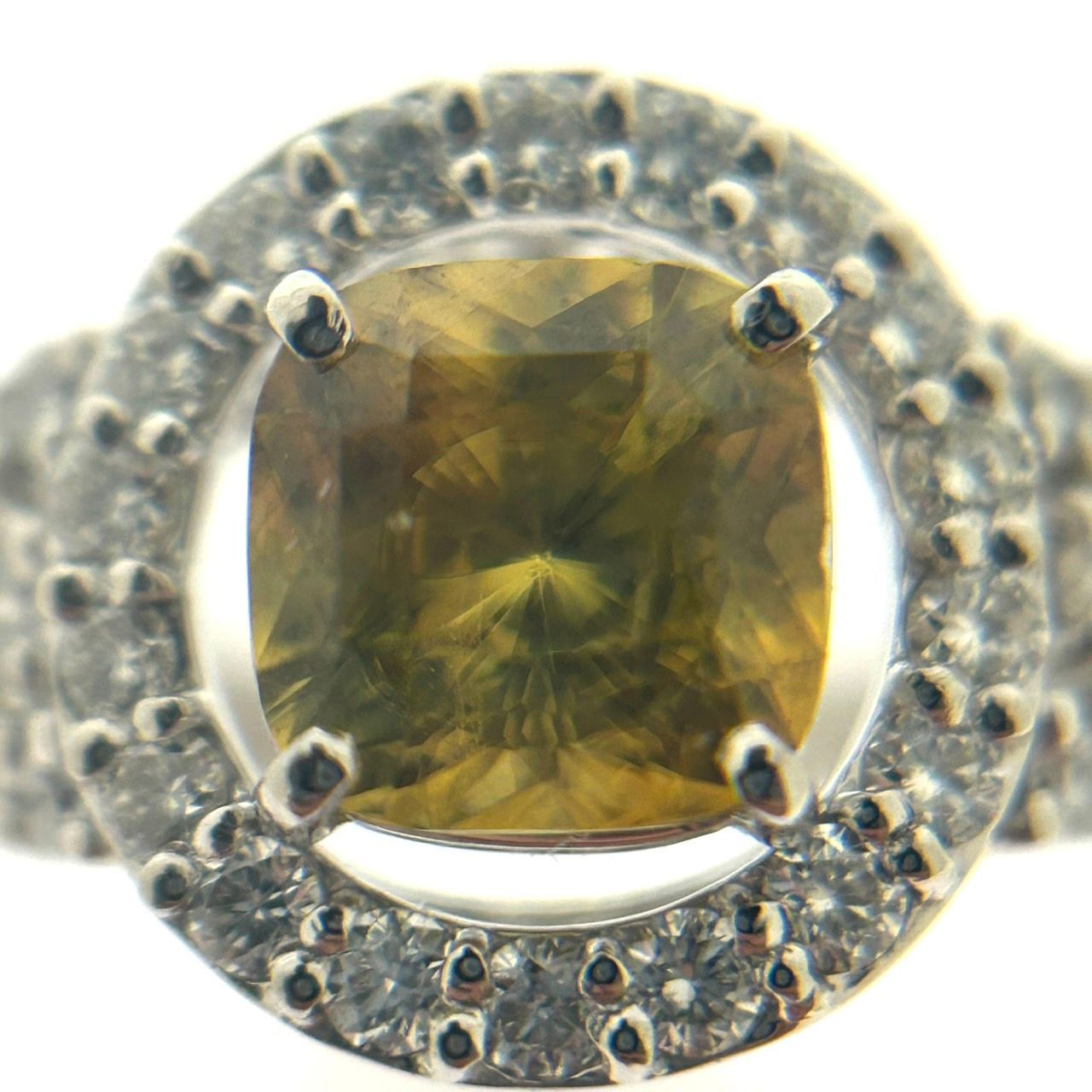 新品仕上済み Pt900 天然 スフェーン ダイヤモンド リング SF:1.24ct D 