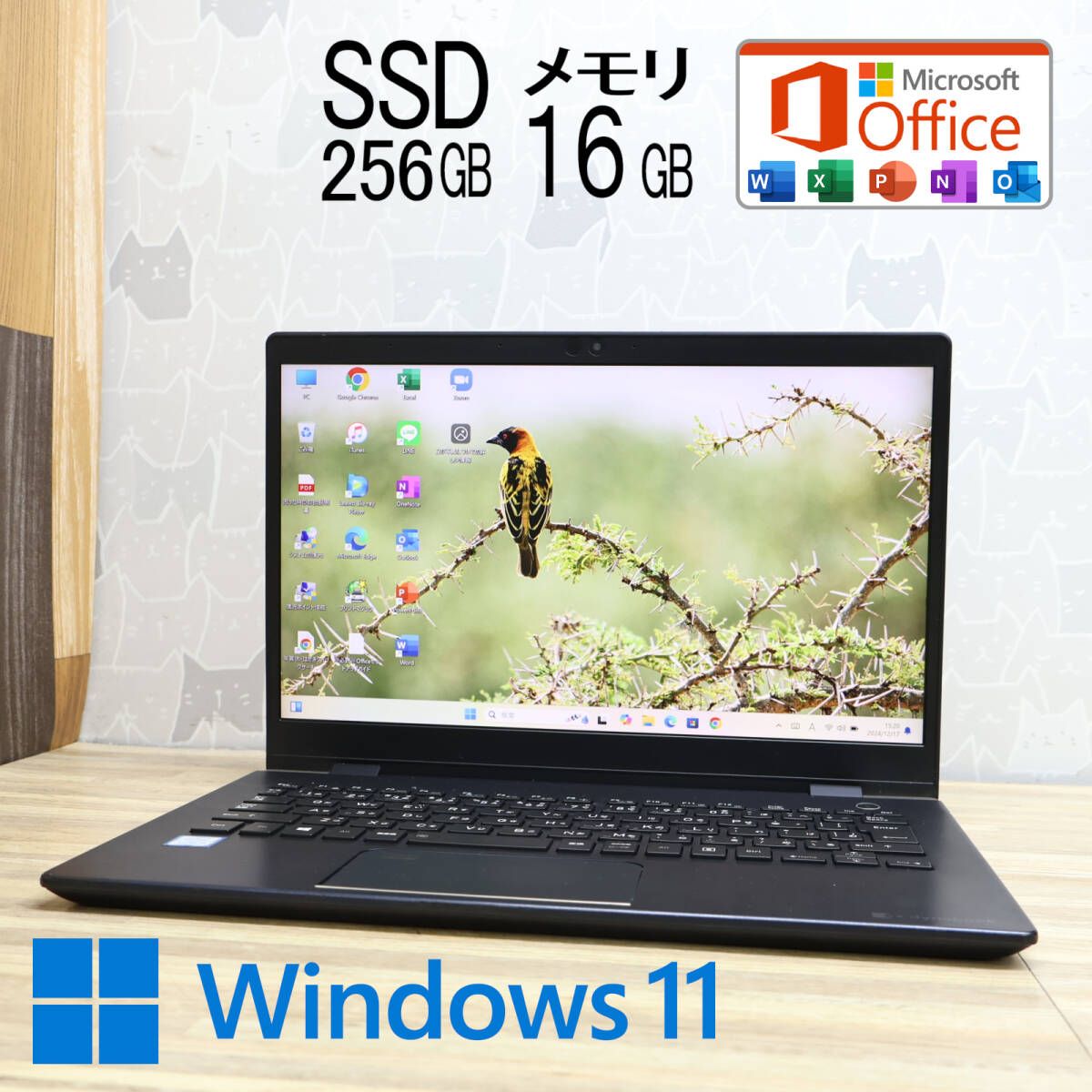 完動品 高性能8世代4コアi5！M.2 NVMeSSD256GB メモリ16GBG83/M Core i5-8250U Webカメラ TypeC Win11 MS Office2019 Hu0026BP82584