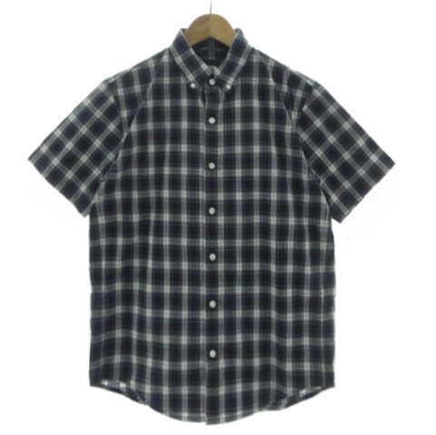 ザノースフェイス THE NORTH FACE S|S B.D SHIRT ボタンダウン チェック 半袖 シャツ NT20163 コットン混 ネイビー 紺 ホワイト 白 M