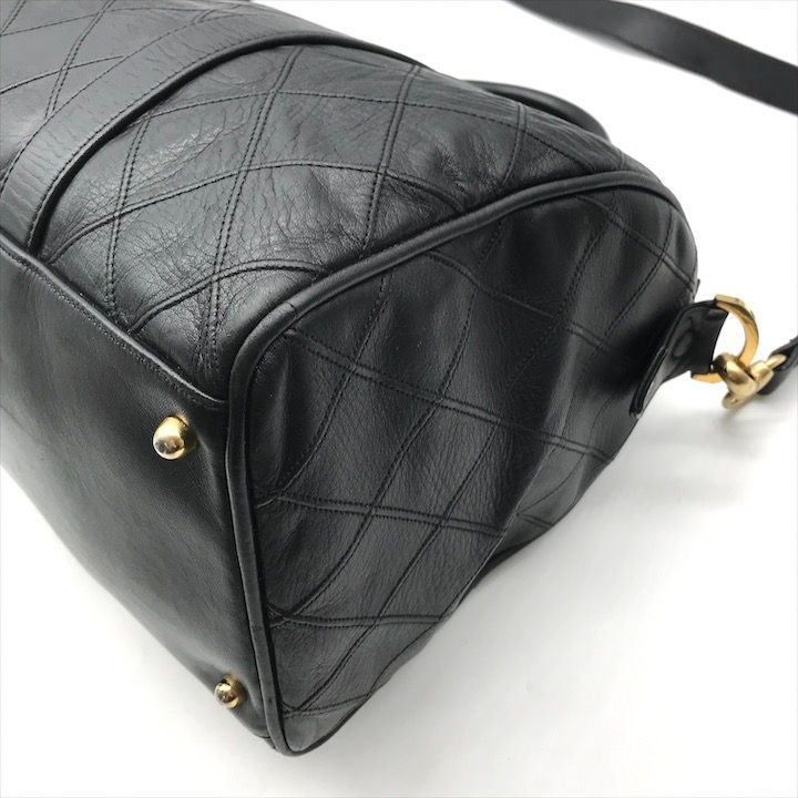 良品 CHANEL シャネル ビコローレ マトラッセ ラムスキン ヴィンテージ 2WAY ボストン ハンド ショルダー バッグ ブラック a3440