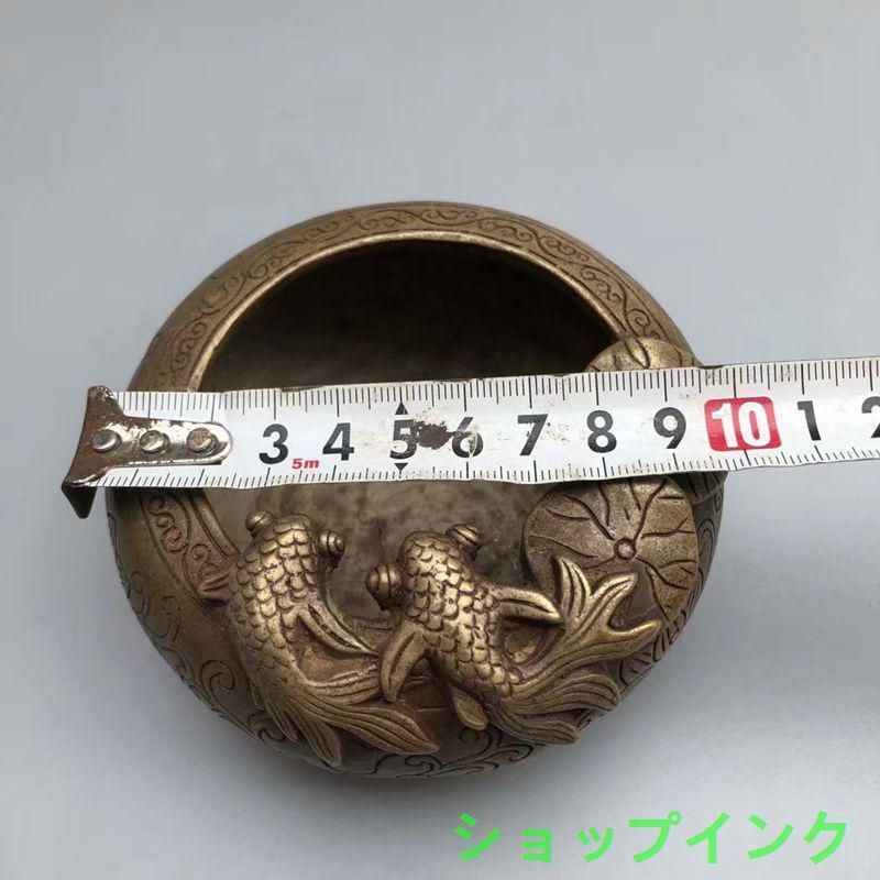 双魚ペン洗い 灰皿 銅製 書道具 文房具 現代工芸品 美術品 置物