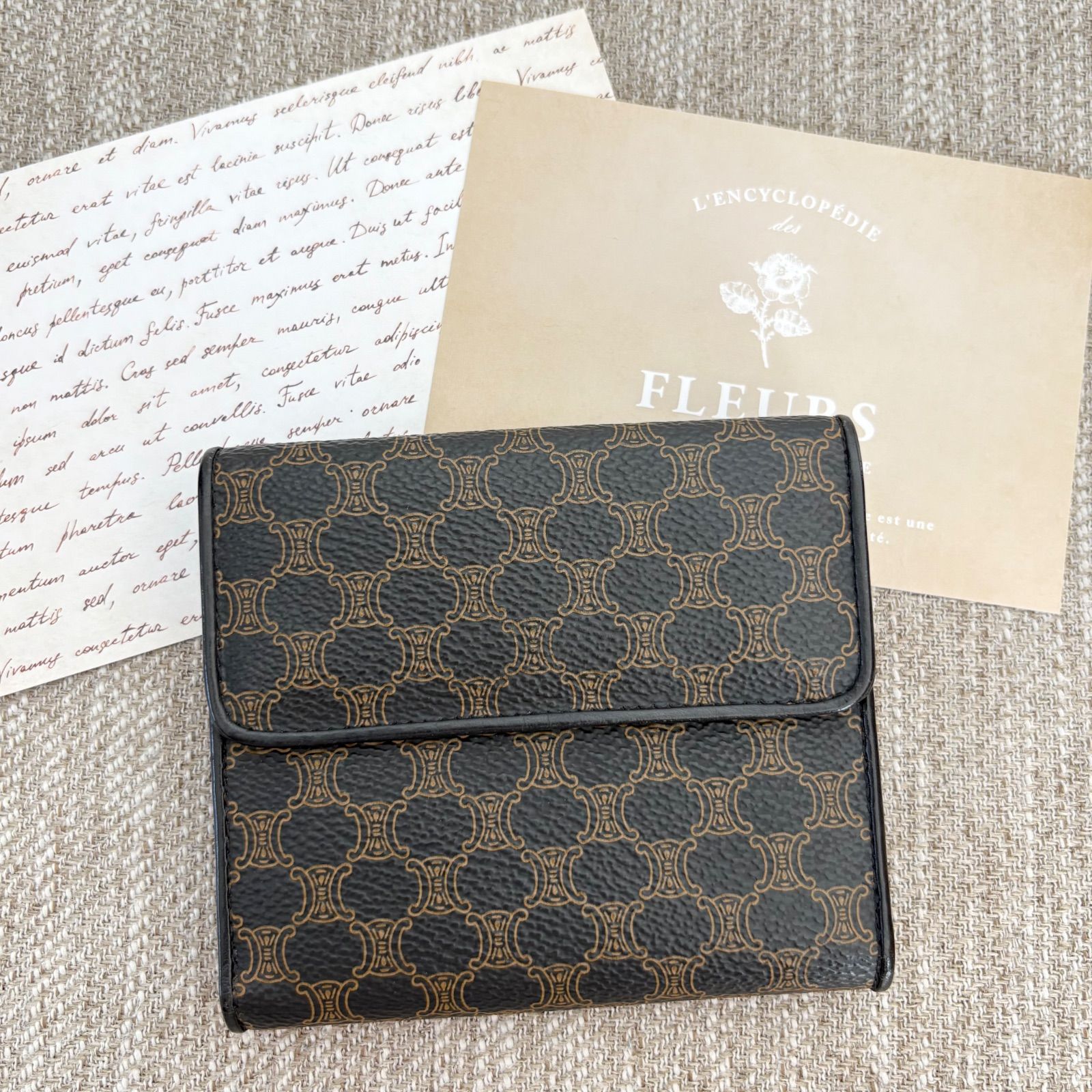 【美品】CELINE セリーヌ　マカダム柄　ウォレットチェーン CELINE - 【美品】CELINE セリーヌ マカダム柄 ウォレットチェーンの