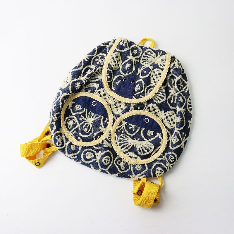 キッズ ミナペルホネン mina perhonen party パイルジャガード リュックサック ｜ネイビー バックパック 子供用【2400014640953】