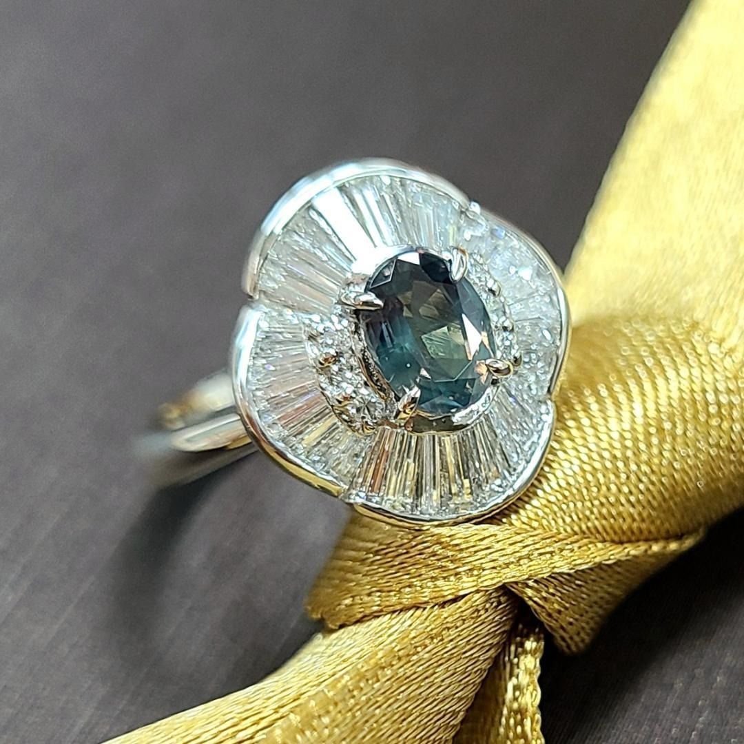 コスパ最高! アレキサンドライト 0.63ct ダイヤ プラチナ リング  