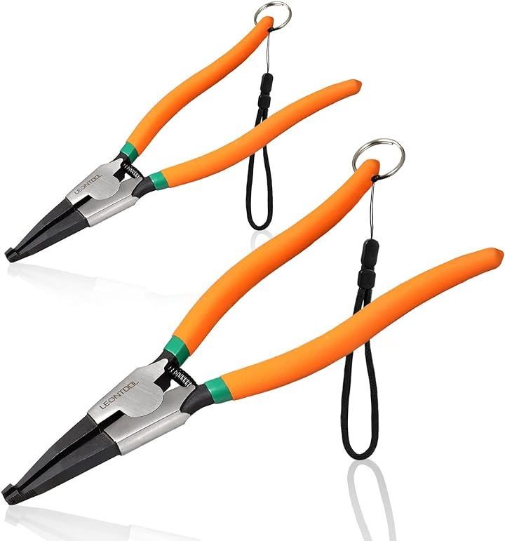 LEONTOOL Cリングプライヤーセット 穴付 軸用 精密 スナップリングプライヤー スプリットリングプライヤー eリングプライヤー ロックリングプライヤー 2本( 8＆11 ツールホルダー)