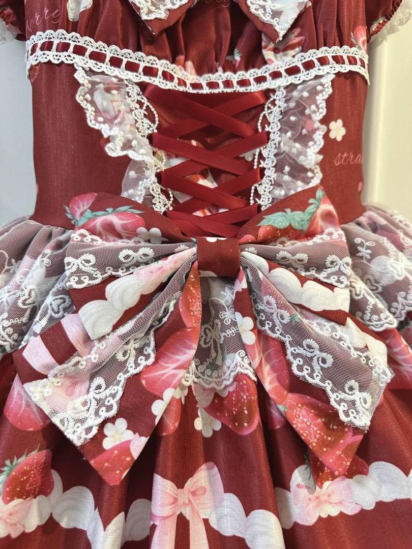 苺パフェ】イチゴ ロリータドレス リボン 可愛い ゴスロリ 森