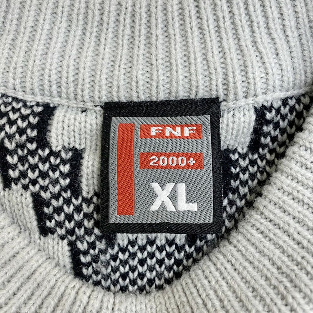 FNF 2000+ 総柄 3Dニット セーター 長袖 サイズ：XL ライトグレー