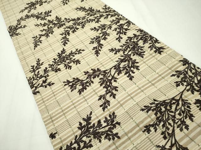 上 インド アッサム 野蚕糸 手織 ムガシルク 丸帯 草木文 s 5