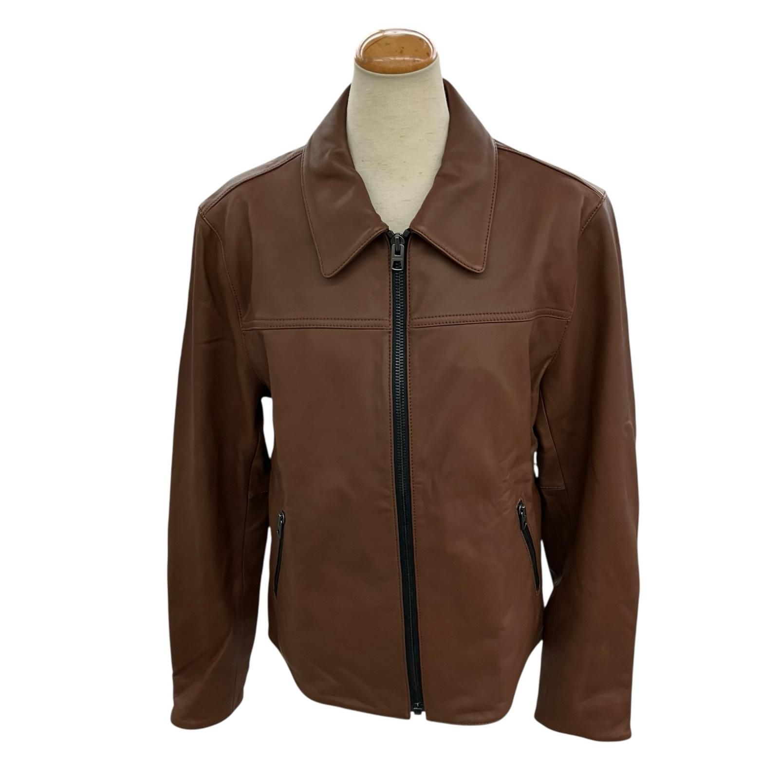 コーチ レザージャケット ブラウンS COACH (コーチ) シングル